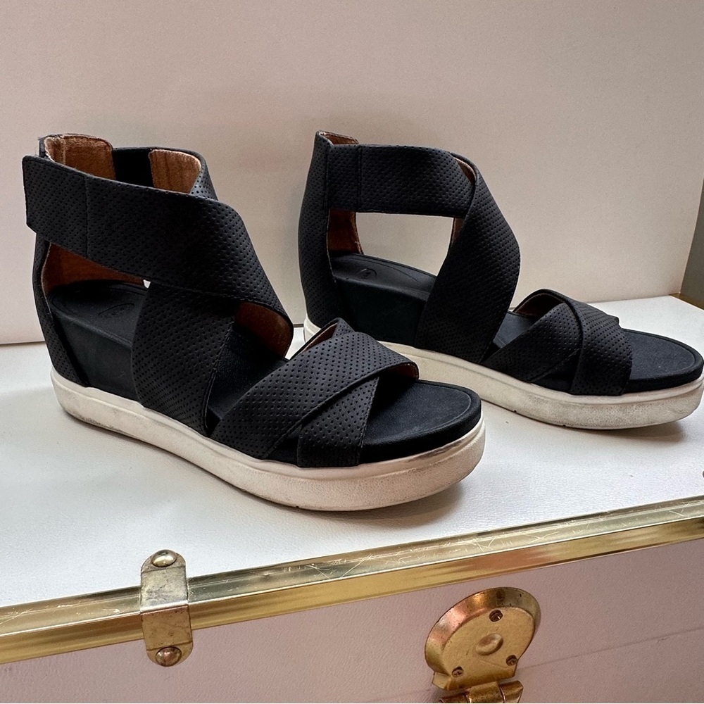 Dr Scholl’s Women’s Sheena Wedge Black Sandal SZ 8.5 - Picture 10 of 11